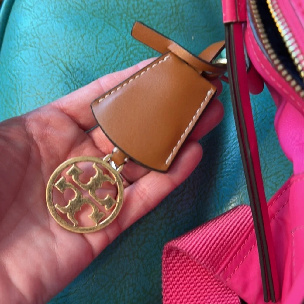 Tory Burch hot pink Barbie pink nylon backpack purse